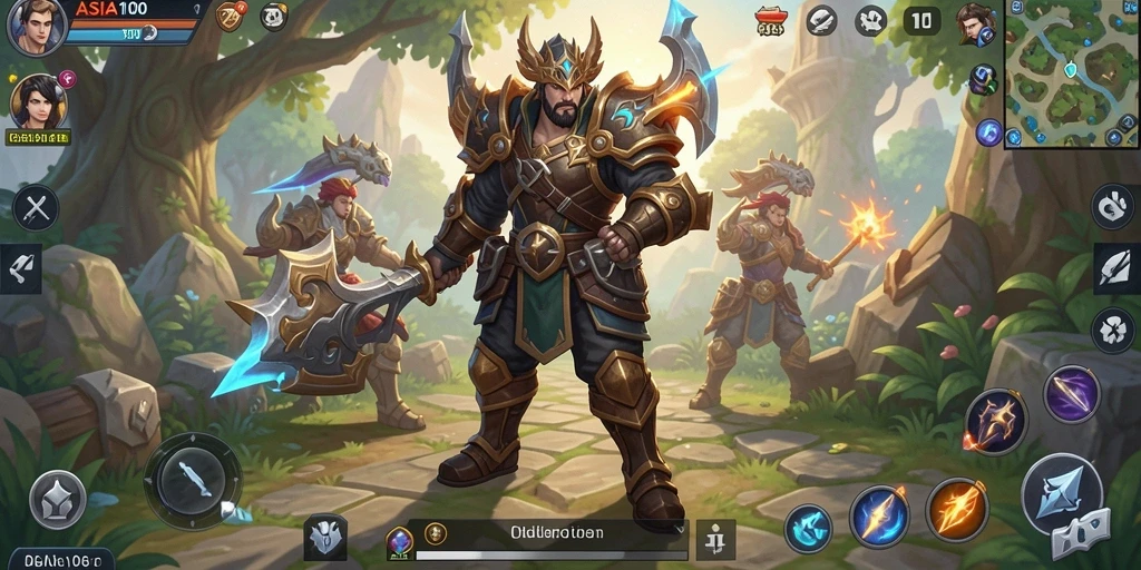 Tampilan antarmuka ASIA100 yang menakjubkan dengan elemen RPG yang kaya.