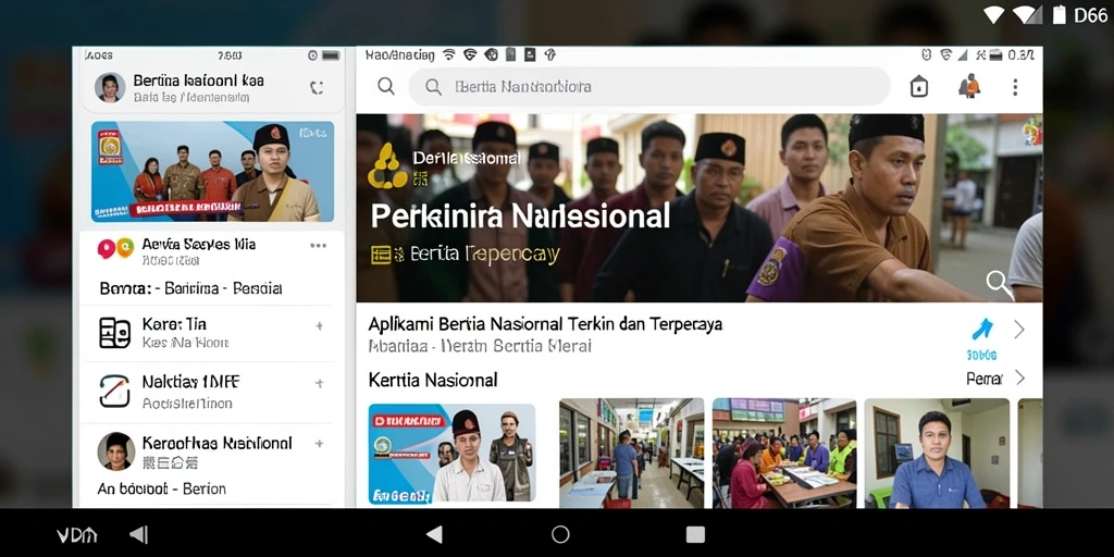 Antarmuka pengguna aplikasi ID66 yang menampilkan berita nasional terbaru.