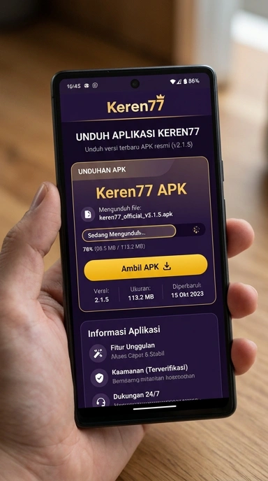 Tampilan halaman APK keren77