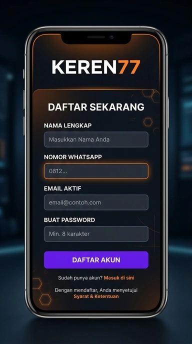 Tampilan halaman daftar keren77