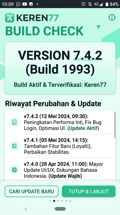 Tampilan riwayat versi keren77